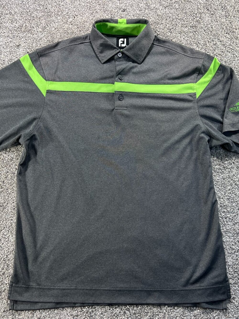 Men's FootJoy Medium Gray Lime Green Club‎ Logo Polo